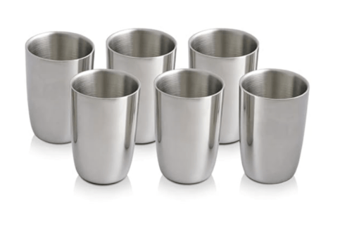 Shri & Sam High Grade Stainless Steel Nikki Glass Set Double Wall, Silver, Pack of 6 - Image 3